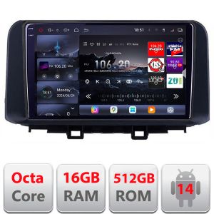 Navigatie Hyundai Kona 2017-2022 Edotec Kit-1058 8 core QLED 2K 16+512GB 360 Android Waze USB Navigatie Internet Youtube Radio