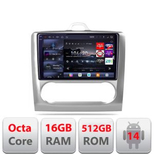Navigatie Ford Focus 2 Clima Automata 2005-2010 Edotec Kit-140-automatic 8 core QLED 2K 16+512GB 360 Android Waze USB Navigatie Internet Youtube Radio