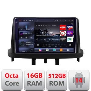 Navigatie Renault Megane 3 2010-2016 Edotec Kit-145 8 core QLED 2K 16+512GB 360 Android Waze USB Navigatie Internet Youtube Radio