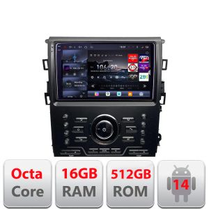 Navigatie Mondeo MK5 SYNC2 si SYNC 3 2015-2022 8 core QLED 2K 16+512GB 360 Android Waze USB Navigatie Internet Youtube Radio Edotec