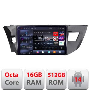 Navigáció Toyota Corolla 2013-2017 Edotec Kit-470 8 magos QLED 2K 12+256GB 360 Android Waze USB Internet Navigáció Youtube Rádió