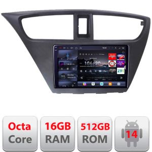 Navigatie Honda Civic 2012-2016 Edotec Kit-CIVIC 8 core QLED 2K 16+512GB 360 Android Waze USB Navigatie Internet Youtube Radio