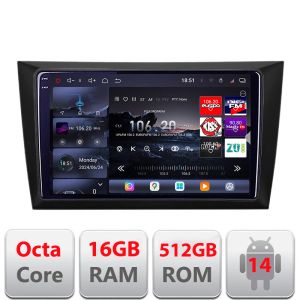 Navigatie VW Golf6 2009-2013 Edotec Kit-GOLF6 8 core QLED 2K 16+512GB 360 Android Waze USB Navigatie Internet Youtube Radio