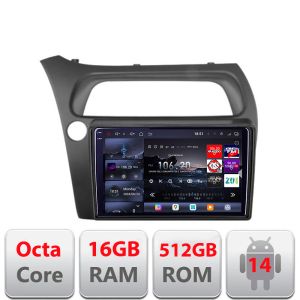 Navigatie Honda Civic Hatchback 2006-2012 Edotec Kit-hatchback 8 core QLED 2K 16+512GB 360 Android Waze USB Navigatie Internet Youtube Radio