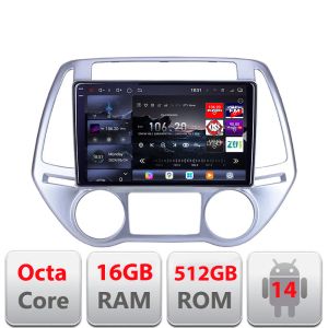 Navigatie Hyundai I20 2011-2014 manual si automat Android radio gps internet 8 core QLED 2K 16+512GB 360 Edotec
