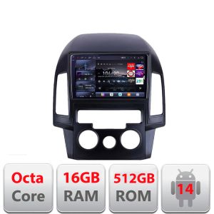 Navigatie Hyundai I30 2009-2012 clima manuala Edotec Kit-I30AC 8 core QLED 2K 16+512GB 360 Android Waze USB Navigatie Internet Youtube Radio