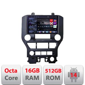 Navigatie Ford Mustang 2015-2020 Edotec Kit-MUSTANG 8 core QLED 2K 16+512GB 360 Android Waze USB Navigatie Internet Youtube Radio