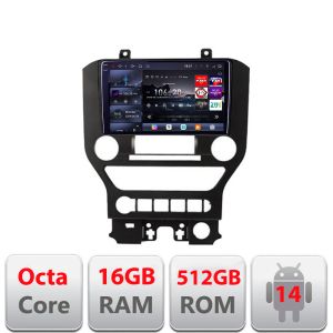 Navigatie Ford Mustang 2015-2020 Edotec Kit-MUSTANG-NAVI8 core QLED 2K 16+512GB 360 Android Waze USB Navigatie Internet Youtube Radio