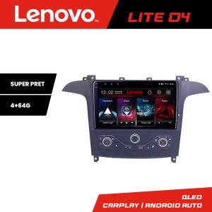Navigatie Ford S-max 2006-2014 Lenovo QLED 1K 4+64 WIFI 5Ghz carplay android auto Android KIT-smax-navi+EDT-LITE-D4-9-4+64