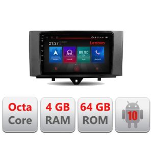 Navigáció Smart For Two 2010-2015 E-Smart10 Octa Core Android Rádióval Bluetooth Internet GPS WIFI DSP 4+64GB 4G