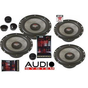 4 db-os komponens hangszórókészlet, X-165 audiorendszer, 4-utas, 165 mm, Kickbass, Plug'n'play hangváltók, 2x 300 W/220 W, 2 Ohm