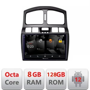 Navigatie Hyundai Santa Fe 2000-2006 Android Octa Core Qualcomm 2K Qled 8+128 DTS DSP 360 4G Optical