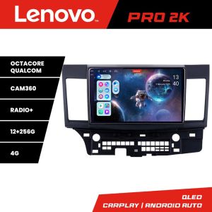 Navigáció Mitsubishi Lancer Lenovo Kit-037 8 magos QLED 2K 12+256 360 Android Waze USB Internet Navigáció Youtube Rádió