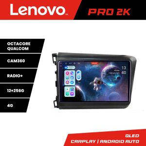 Navigatie Honda Civic 2012-2015 Lenovo Kit-132 8 core QLED 2K 12+256 360 Android Waze USB Navigatie Internet Youtube Radio