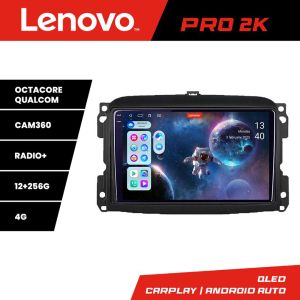 Navigatie Fiat 500L 2012-2017 Lenovo Kit-500L 8 core QLED 2K 12+256 360 Android Waze USB Navigatie Internet Youtube Radio