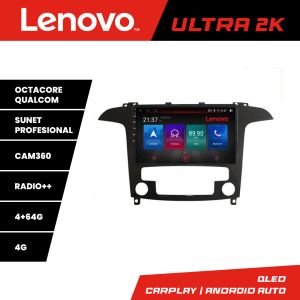 Navigáció Ford S-Max 2008-2012 Lenovo Kit-003 8 magos QLED Qualcomm 4+64 360 Android Waze USB Internet Navigáció Youtube Rádió