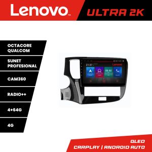 Navigáció Mitsubishi Oultander 2020- Lenovo Kit-1230-20 8 magos QLED Qualcomm 4+64 360 Android Waze USB Internet Navigáció Youtube Rádió