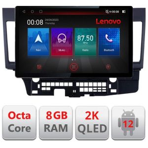 Navigáció Mitsubishi Lancer N-037 képernyő 13" 2K 8+128 Android Waze USB navigáció 4G 360 Toslink Youtube Rádió KI